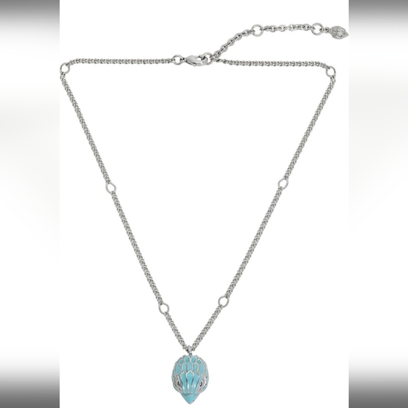 Kurt Geiger Enamel Eagle Pendant Necklace Blue And Silver NWT And Dust Bag - Picture 3 of 3